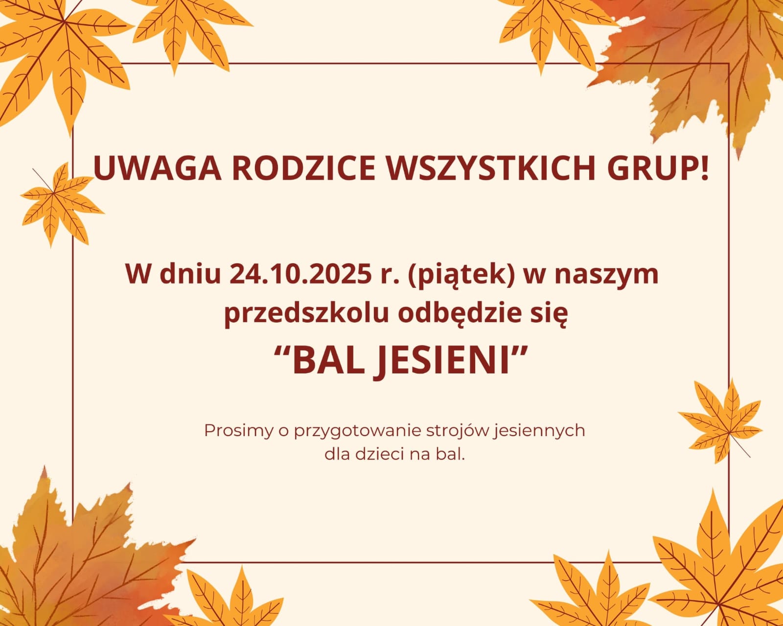 Plakat z informacjami z tego ogłoszenia.